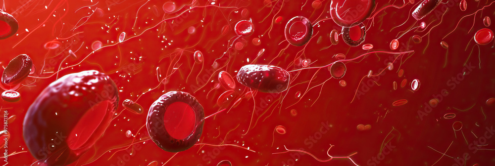 Red Blood Bond: A bold red medical abstract background with abstract blood cells and veins, underscoring the importance of blood health and blood donation. Red Blood Bond: A bold red medical abstract background with abstract blood cells and veins, underscoring the importance of blood health and blood donation.