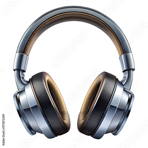 Sleek 3D Headphones Icon with Detailed Padding and Modern Design