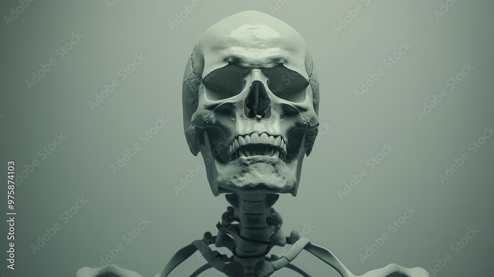 Close-up of human skull with eerie sinister look Close-up of human skull with eerie sinister look