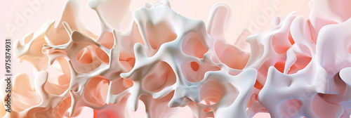 Osteoporotic Oasis: Delicate bone-like structures in a soft pastel palette, focusing on bone health.