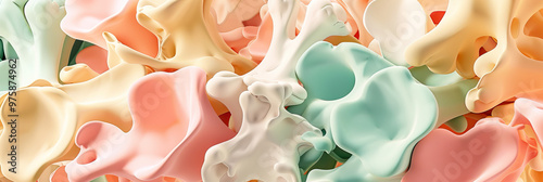 Osteoporotic Oasis: Delicate bone-like structures in a soft pastel palette, focusing on bone health.