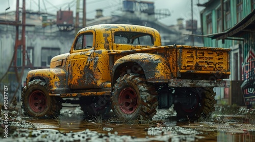 Rusty Vintage Truck in Urban Decay