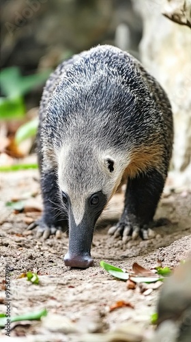 Curious Honey Badger Exploring the Forest Floor in Search of Food During Daylight Hours photo