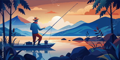 fisherman with a fishing rod