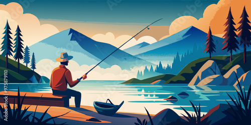 fisherman with a fishing rod