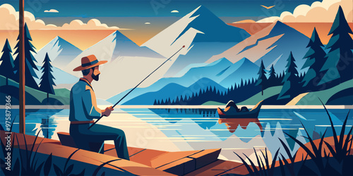 fisherman with a fishing rod