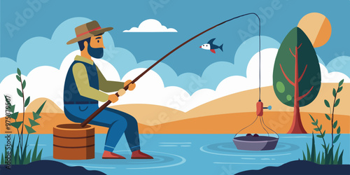 fisherman with a fishing rod