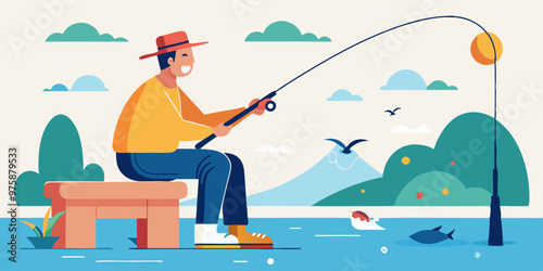 fisherman with a fishing rod