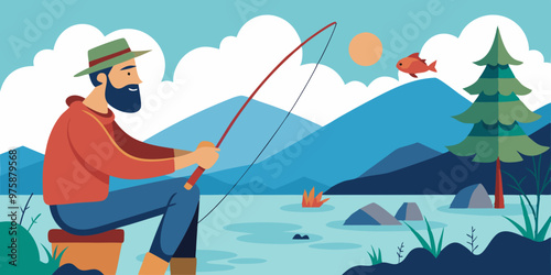 fisherman with a fishing rod