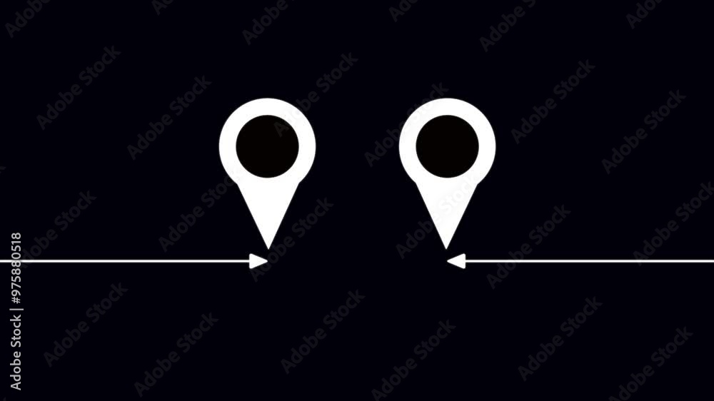Location Pin pointer on Map animated cartoon on black screen background.. Location Pin pointer on Map animated cartoon on black screen background..