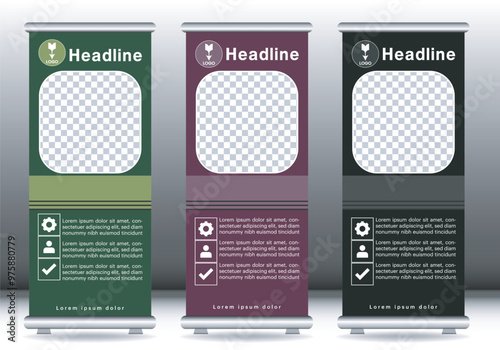 Roll up design banner display mockup template
