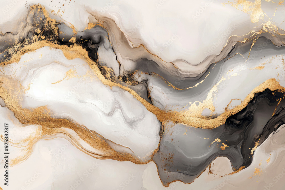 marbled style painting, gold, beige and gray, marbled style painting, gold, beige and gray,