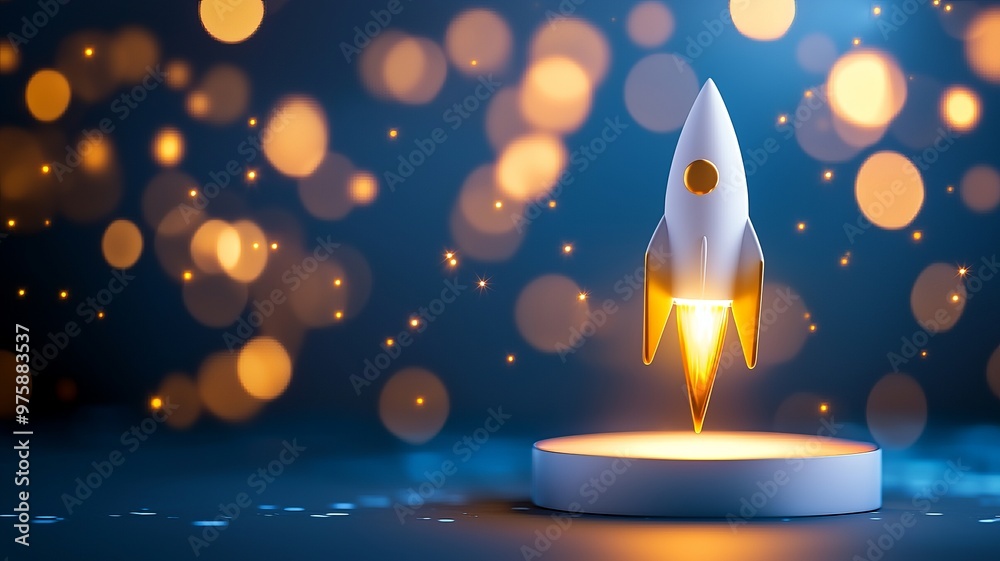 A vibrant rocket launching against a backdrop of soft bokeh lights, symbolizing exploration and innovation in technology. A vibrant rocket launching against a backdrop of soft bokeh lights, symbolizing exploration and innovation in technology.