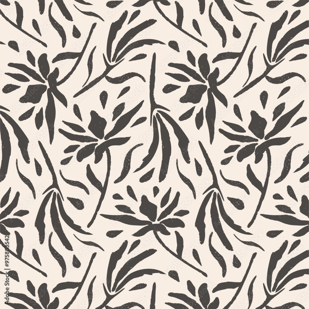 Seamless pattern with abstract flowers, vector background with exotic flowers, floral trend print, leaf pattern Seamless pattern with abstract flowers, vector background with exotic flowers, floral trend print, leaf pattern