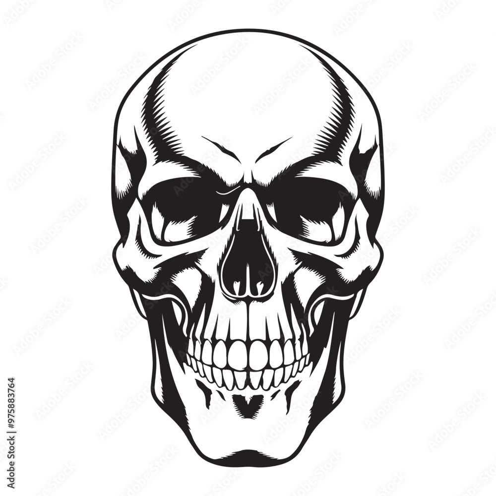 Fototapeta premium Human head skull vector, icon, illustration
