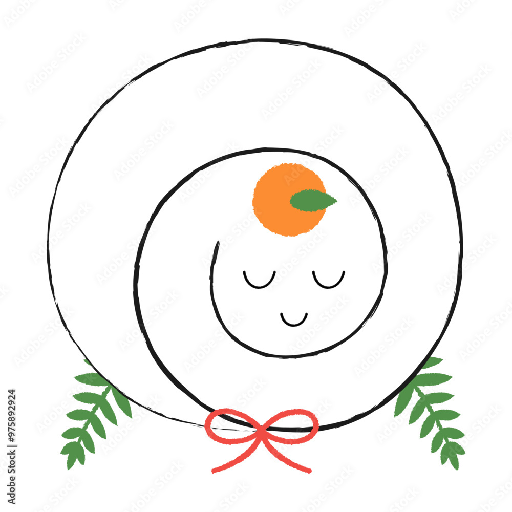 Obraz premium 鏡餅みたいなゆるくて可愛いヘビのイラスト