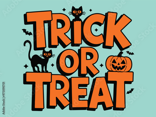 Trick or Treat T-shirt Design, Halloween Typography T-shirt