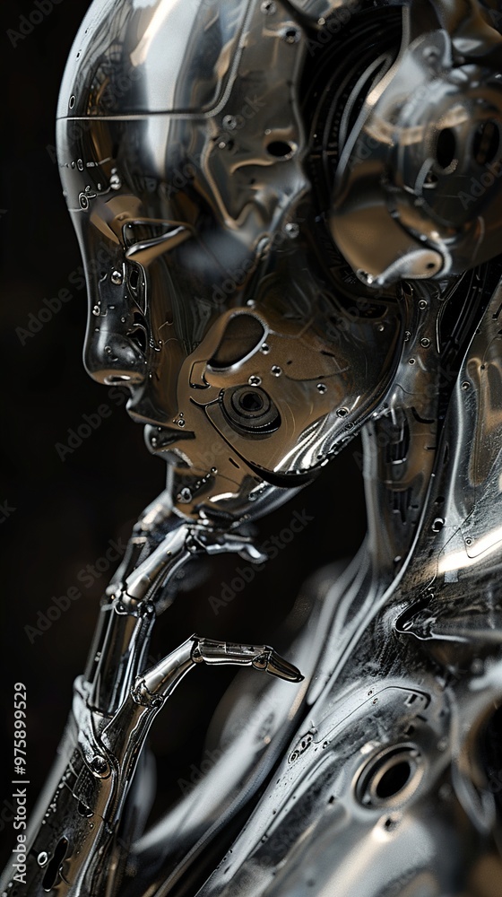 Metallic Robot Head: A Futuristic Vision of AI Metallic Robot Head: A Futuristic Vision of AI