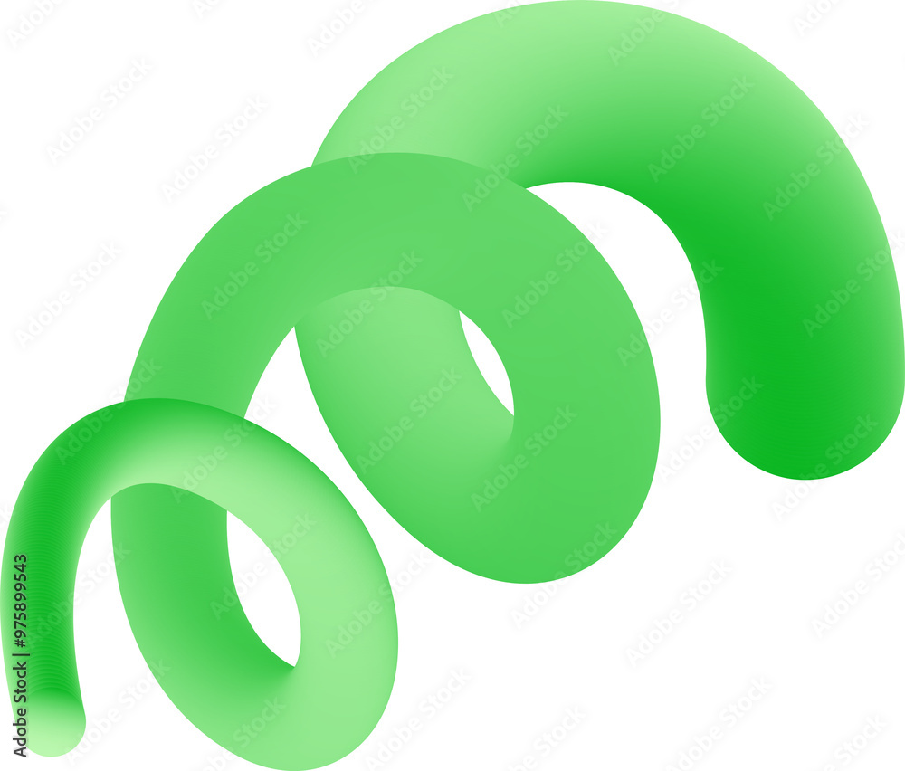 © Chorna_L - 3D gradient shape. Abstract green colored fluid swirl element. Wavy blend spiral object. Dynamic organic neon stroke. Bright gradation stripe