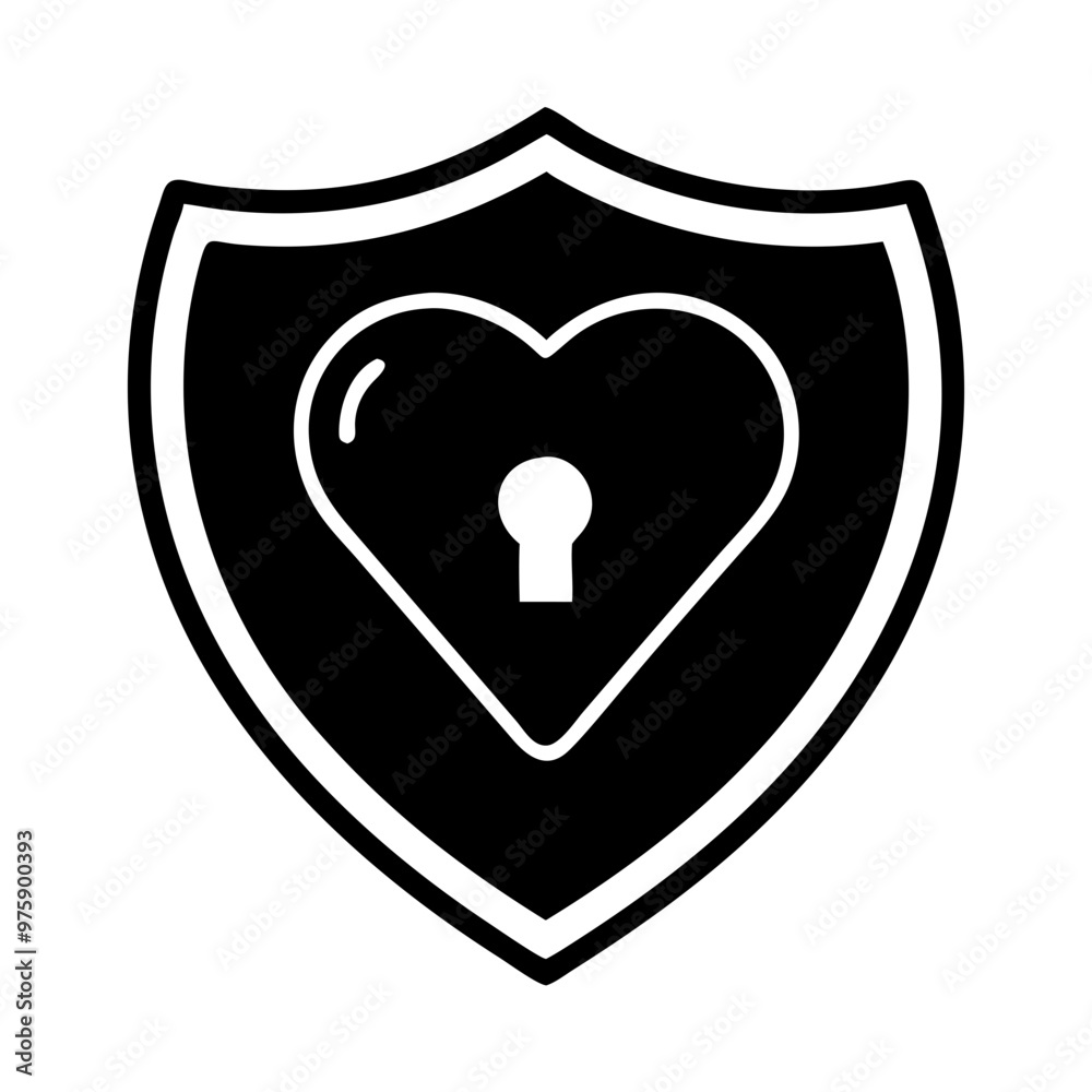 Valentine's Day icon featuring a heart-shaped lock on a shield symbolizing love and protection Valentine's Day icon featuring a heart-shaped lock on a shield symbolizing love and protection