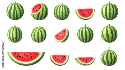 Set of Watermelon isolated on transparent background