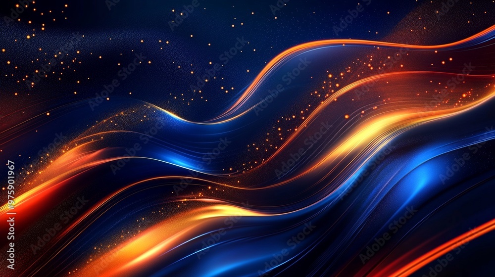 Fototapeta premium Abstract Background with Wavy Lines and Glowing Light