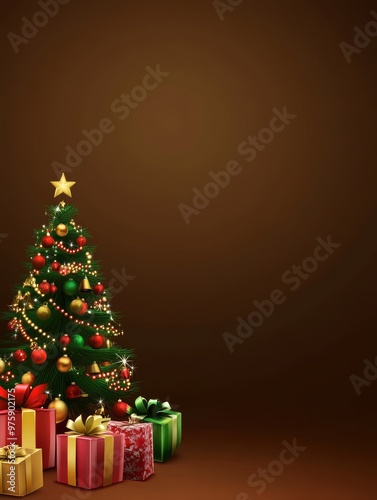 New Year's background with a Christmas tree, a place for text