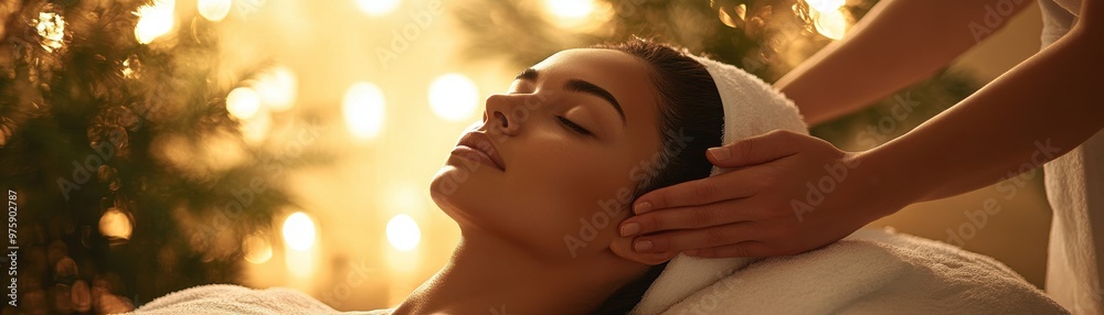 Relaxing spa session with a woman enjoying a soothing massage in a serene environment, promoting peace and wellness. Relaxing spa session with a woman enjoying a soothing massage in a serene environment, promoting peace and wellness.
