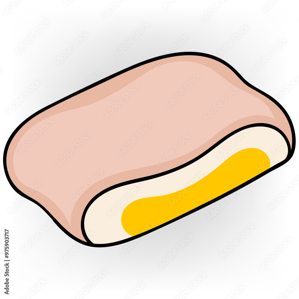 cartoon illustration doodle image object icon, fried flour filled with egg cartoon illustration doodle image object icon, fried flour filled with egg