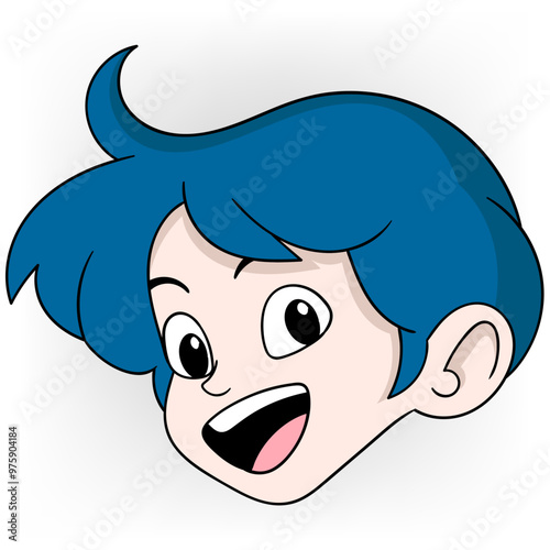 man head with face laughing happily