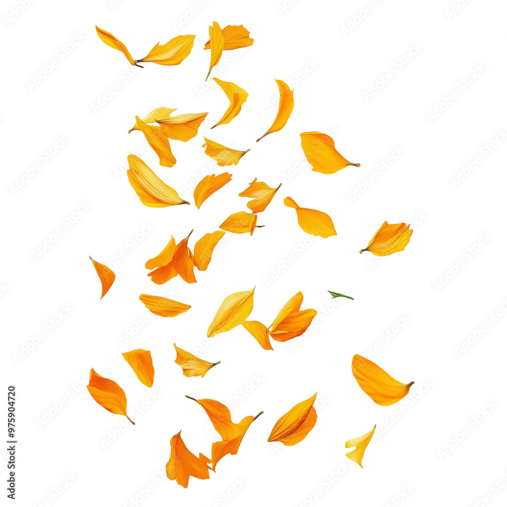 Yellow leaves falling on transparent background Yellow leaves falling on transparent background