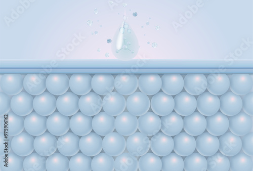 cosmetic advertisement on skin in soft blue color