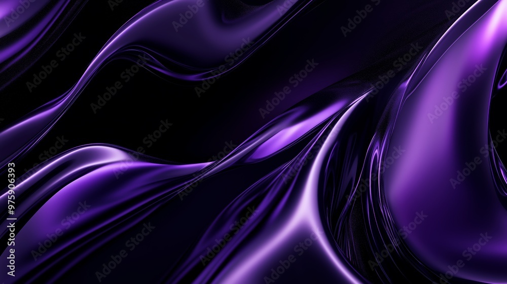 3D render of fluid abstract shapes in purple color against a dark background. 3D render of fluid abstract shapes in purple color against a dark background.