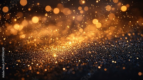 Abstract bokeh lights background with warm golden and soft black color.