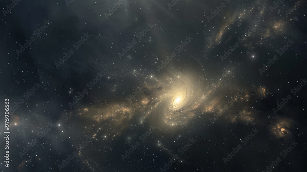 Distant galaxy illuminated by starlight captured in deep space, revealing intricate cosmic structures and swirling formations Distant galaxy illuminated by starlight captured in deep space, revealing intricate cosmic structures and swirling formations