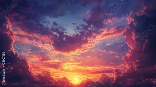 Vibrant Sunset Sky with Clouds