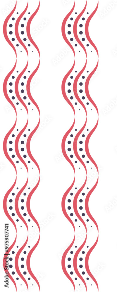 A decorative pattern featuring wavy lines and dots in red and black on a white background, suitable for graphic design projects. A decorative pattern featuring wavy lines and dots in red and black on a white background, suitable for graphic design projects.