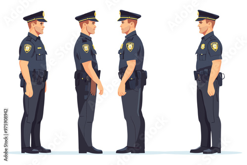 Set of policemen from various angels