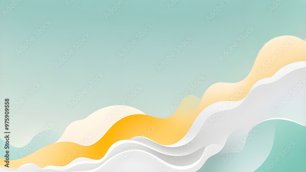 Abstract yellow and white gradient wave at mint background Abstract yellow and white gradient wave at mint background