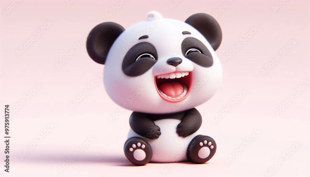 Naklejka premium 3D lachendes Pandabär Baby