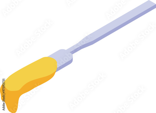 Isometric metal spatula spreading butter, cream cheese or peanut butter