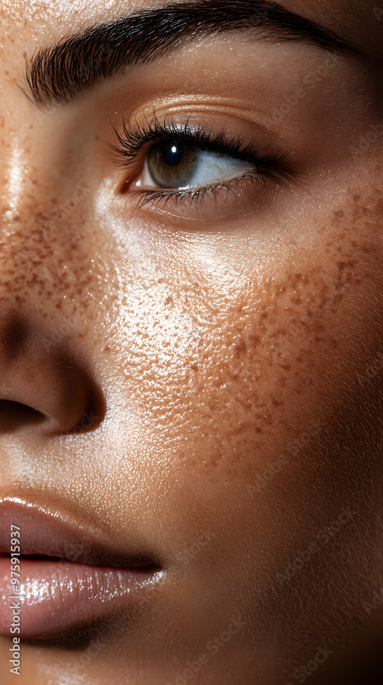 Hyperpigmentation skin close-up of a human face Hyperpigmentation skin close-up of a human face