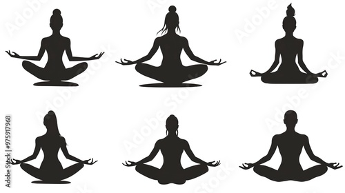 yoga black color silhouette on white background