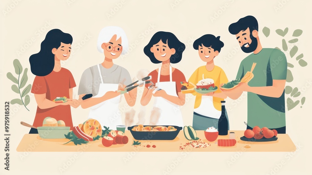 family celebrating a healthy lifestyle together, with multiple generations sharing a nutritious meal.