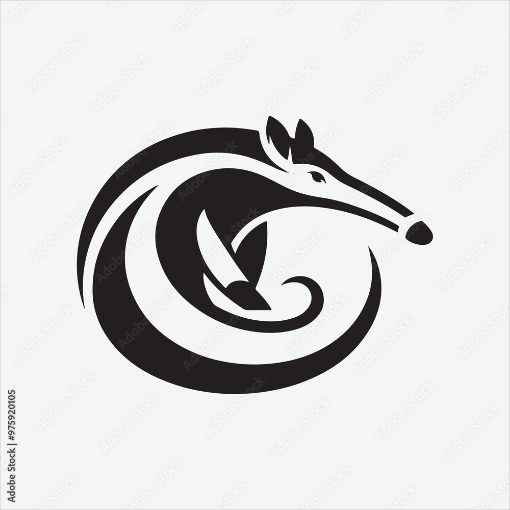 Naklejka premium Anteater art logo vector design white illustrator