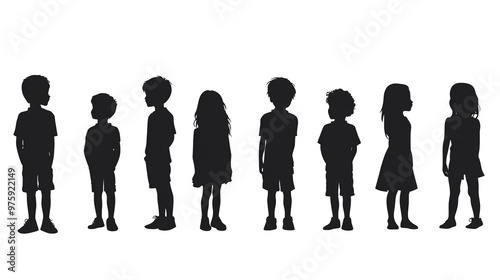 black children vector illustration silhouette, Print on white background