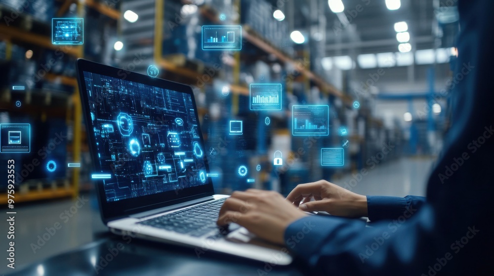 Futuristic Warehouse: AI and Global Connectivity Futuristic Warehouse: AI and Global Connectivity