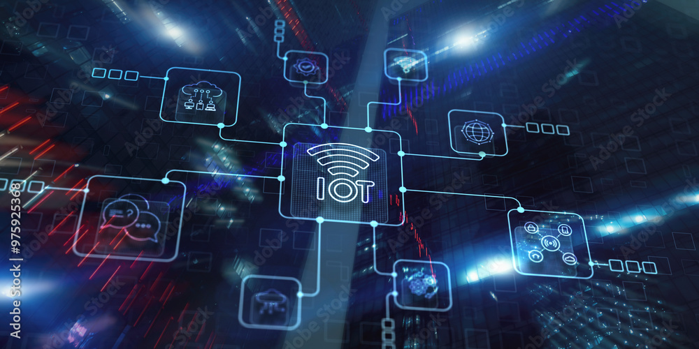 IOT concept. Internet of things. Smart city and communication network. Telecommunication IOT concept. Internet of things. Smart city and communication network. Telecommunication