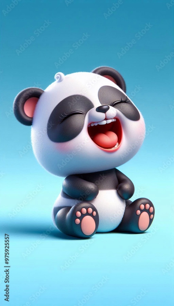 Naklejka premium 3D lachendes Pandabär Baby
