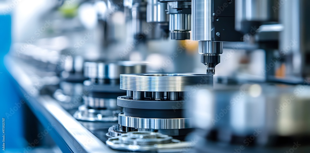 A close-up shot of an industrial CNC machine partially focused on carving holes in a metal sheet, with the aluminum plate lying flat and perfectly aligned for production A close-up shot of an industrial CNC machine partially focused on carving holes in a metal sheet, with the aluminum plate lying flat and perfectly aligned for production